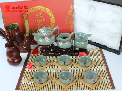 【批量定制旅行茶具 三藏哥窑旅行茶具-龙凤10头 庆典旅行茶具】价格,厂家,图片,茶具套装,德化县一品福人茶盘厂-